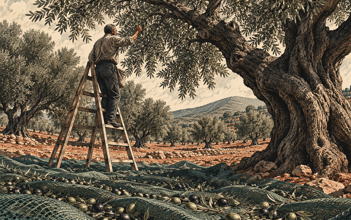 Olive tree harvest