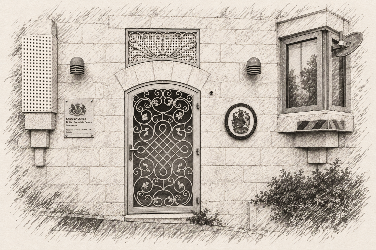 Graphite British Consulate Entrance Plaque