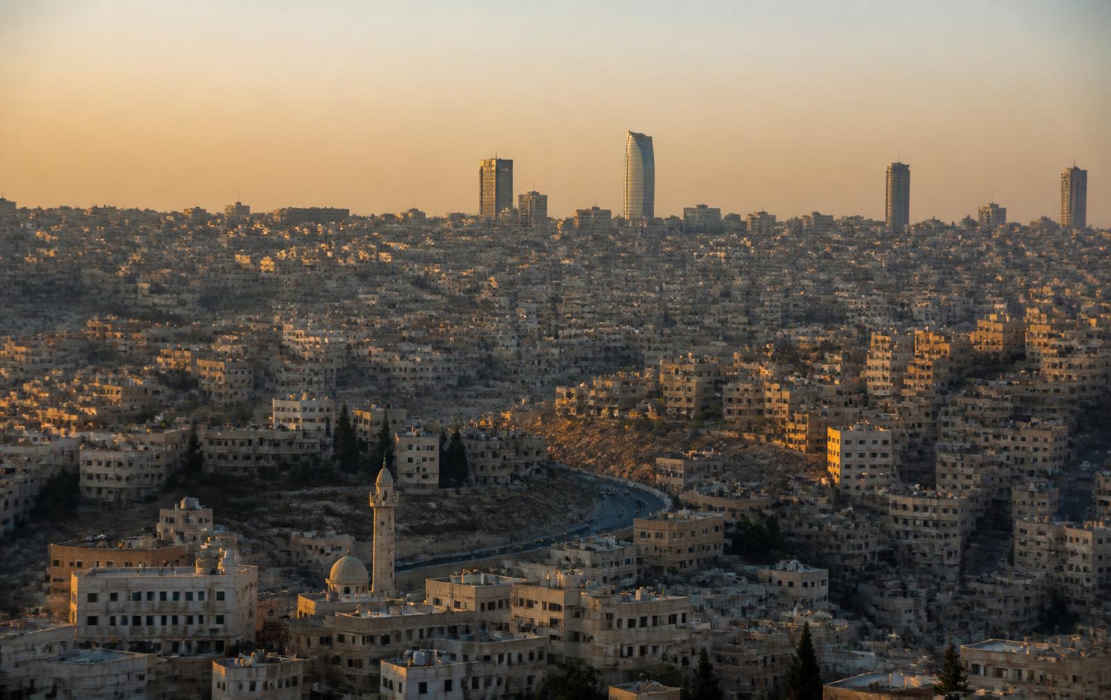 Amman’s limestone hills at sunset