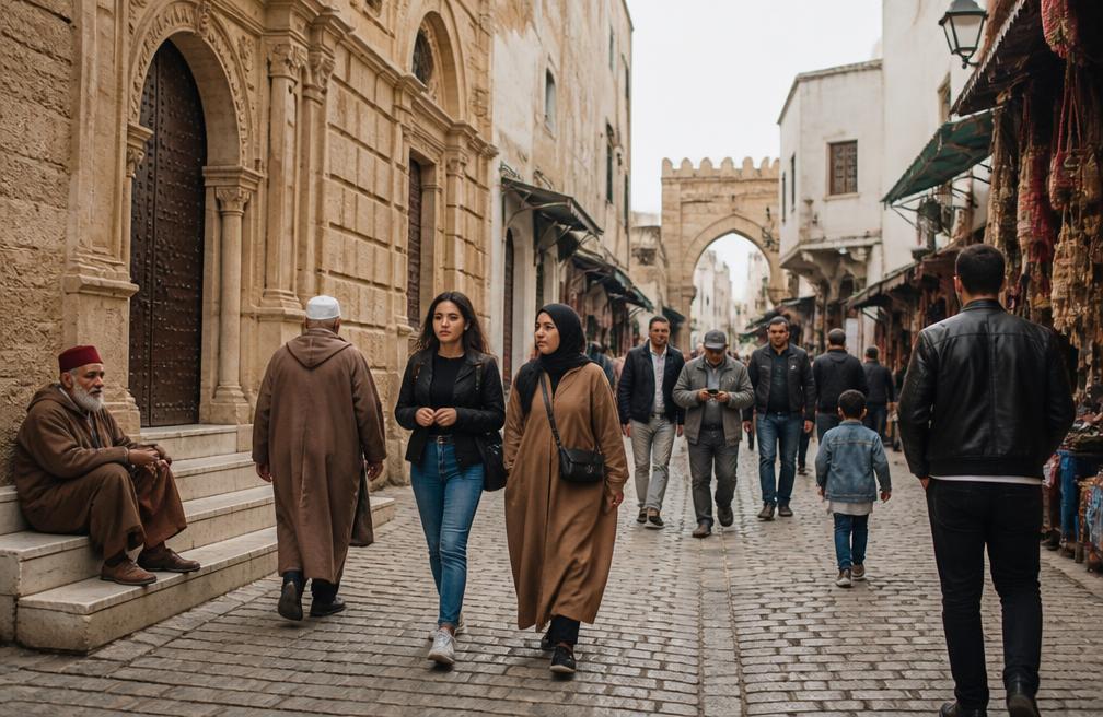 People walking through the old city of Tunis
